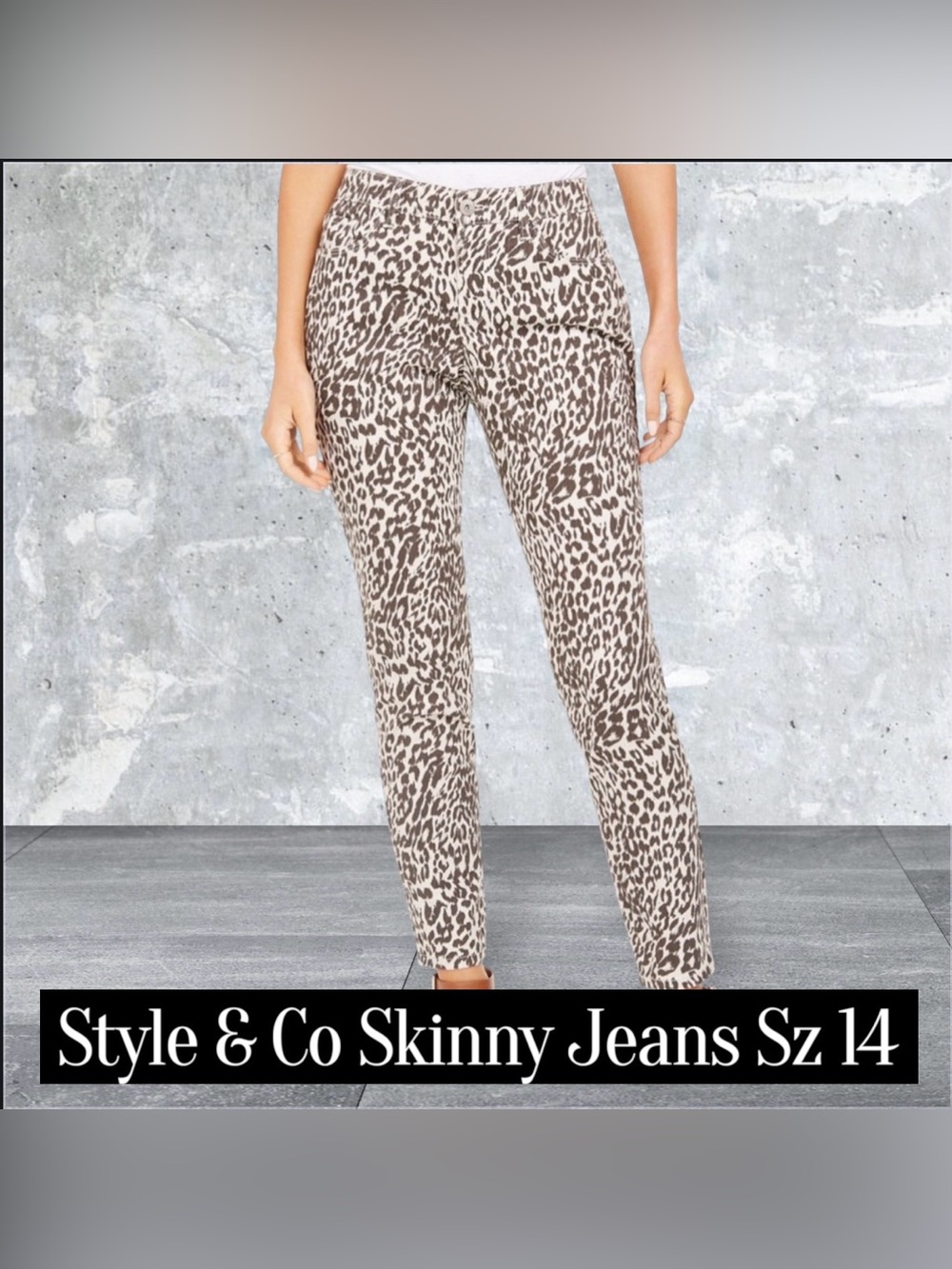 Style & Co Curvy Leopard Print Skinny Jeans 👖 Size 14 NWT